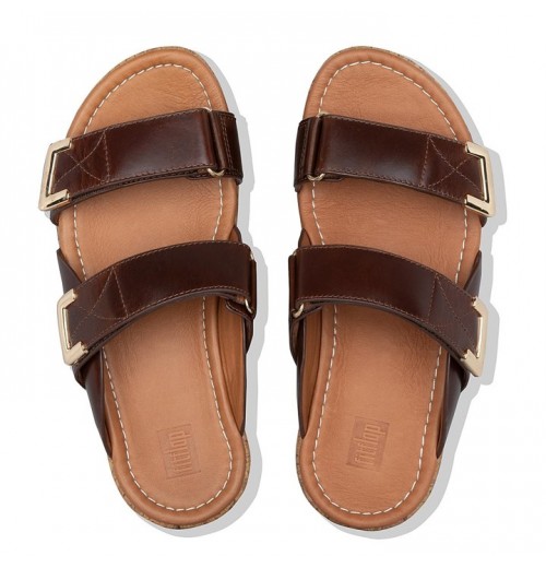 Remi Adjustable Leather Slides