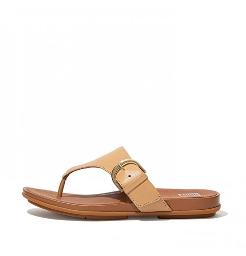 Gracie Buckle Leather Toe-Post Sandals