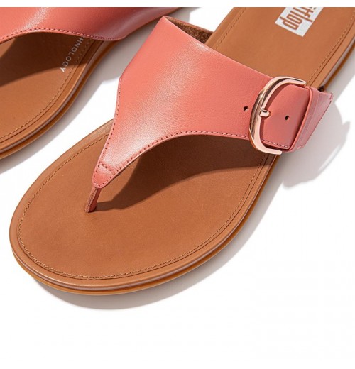 Gracie Buckle Leather Toe-Post Sandals