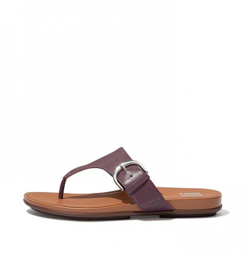 Gracie Buckle Leather Toe-Post Sandals