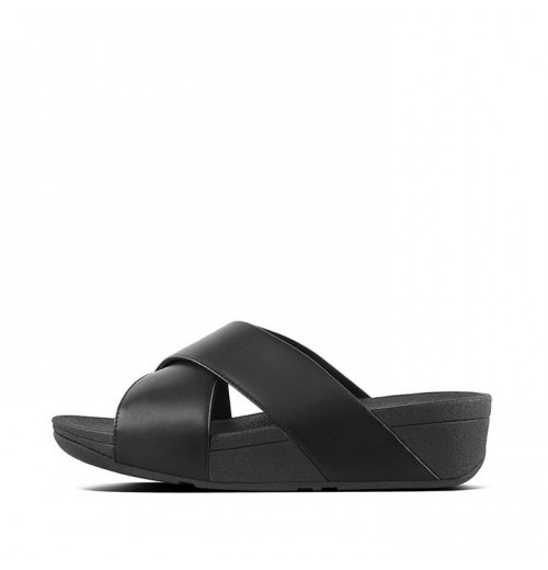 Lulu Leather Cross Slides