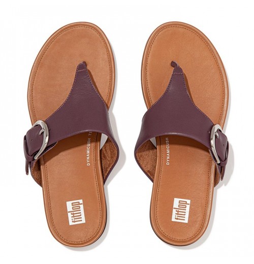 Gracie Buckle Leather Toe-Post Sandals