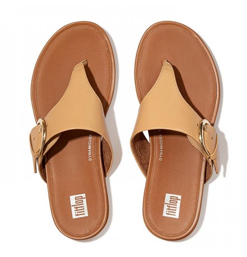 Gracie Buckle Leather Toe-Post Sandals