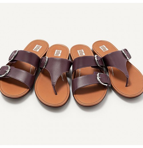 Gracie Buckle Leather Toe-Post Sandals