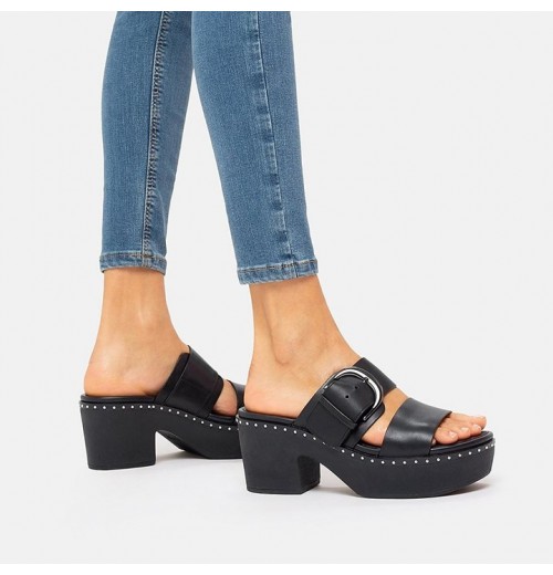 Pilar Leather Slide Platforms Mules & Clogs