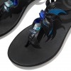 Tia Jewel Feather Leather Back-Strap Sandals