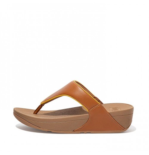 Lulu Pop Binding Leather Sandals Toe-Post Sandals