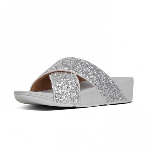 Lulu Glitter Cross Slides