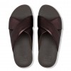 Lulu Metallic Leather Cross Slides