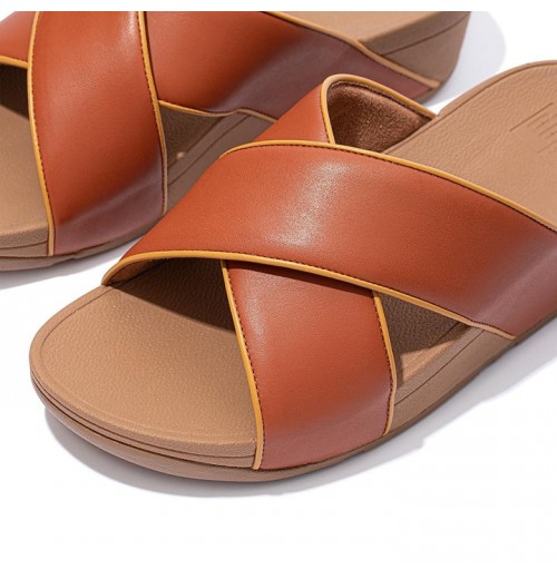 Lulu Pop Binding Leather Cross Slides