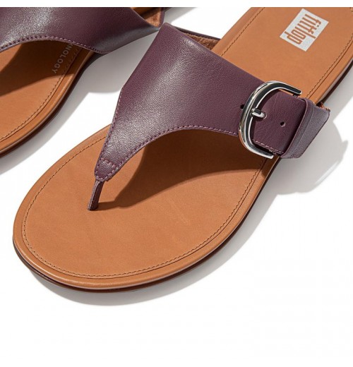 Gracie Buckle Leather Toe-Post Sandals