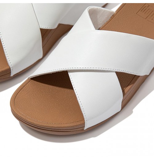 Lulu Leather Cross Slides