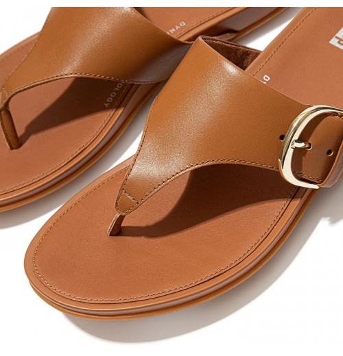 Gracie Buckle Leather Toe-Post Sandals