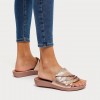 Sola Feather Metallic Leather Slides