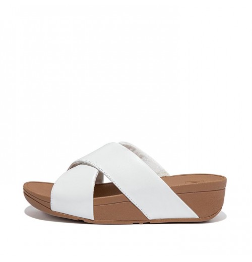 Lulu Leather Cross Slides